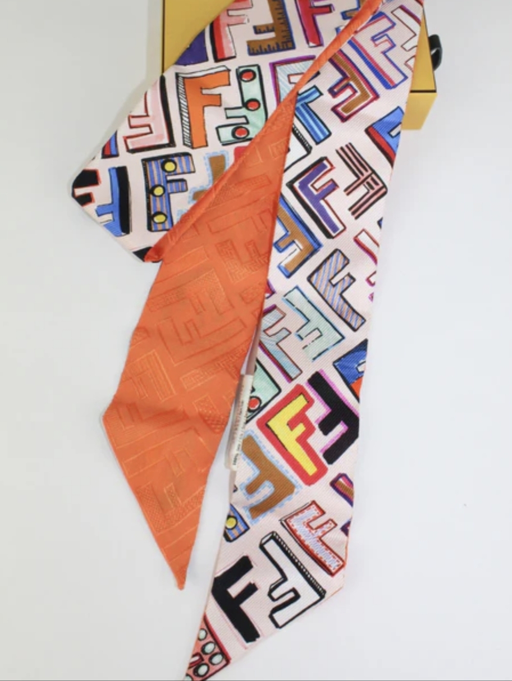 ♡♡♡ Multicolor FF Logo Silk Twilly in Orange, Blue, Pink, Green, Purple - Picture 2 of 6